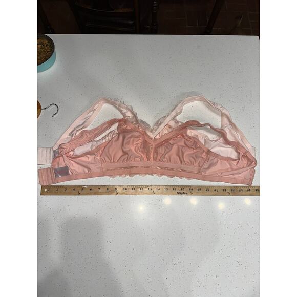 Breezies Bra Lot of 2 NWOT Pink Peach No padding L lace trim adjustable closure - Picture 6 of 9
